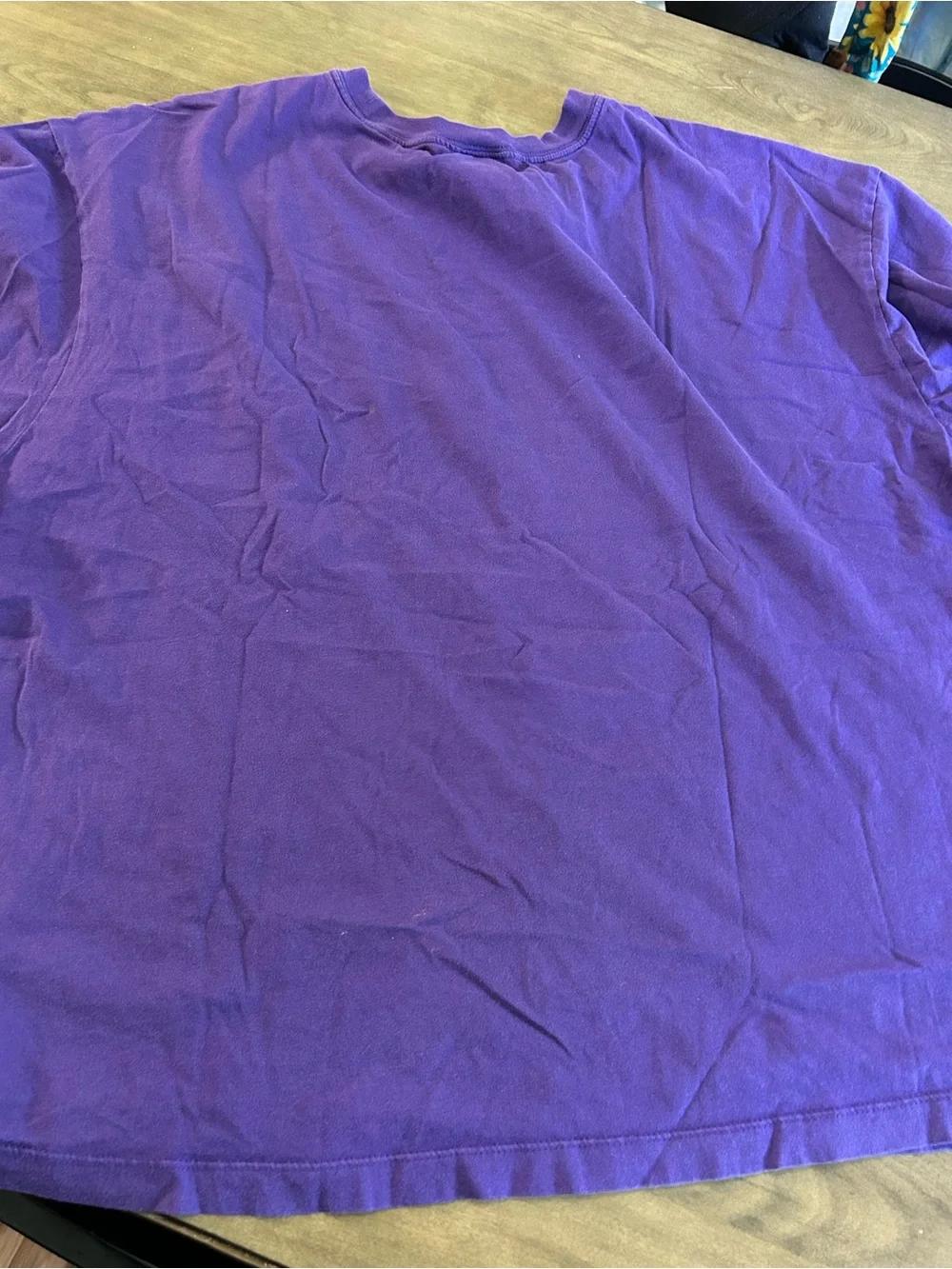 Nike Purple Tee with Red Script and Multicolor Swooshes